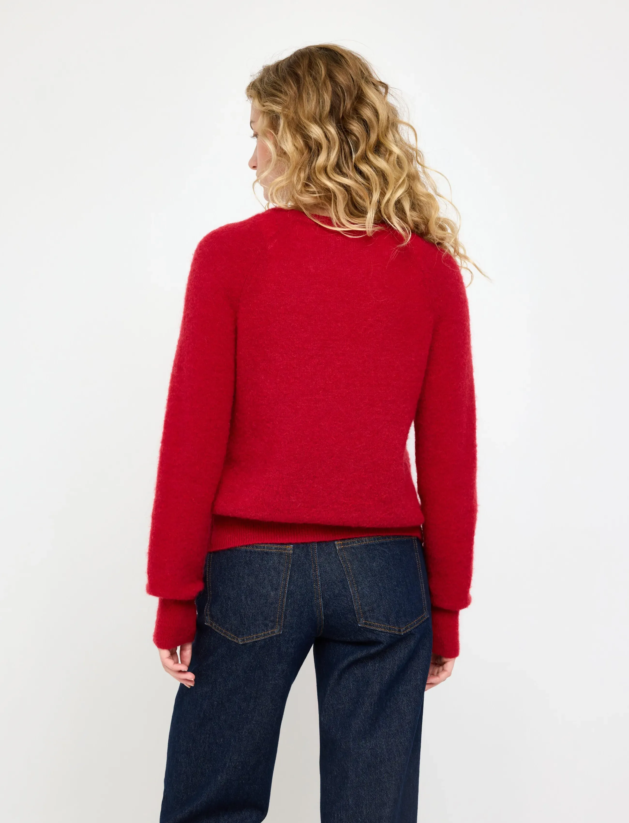 Lindex - Fine-knit cardigan in wool blend - cardigans - red - 3