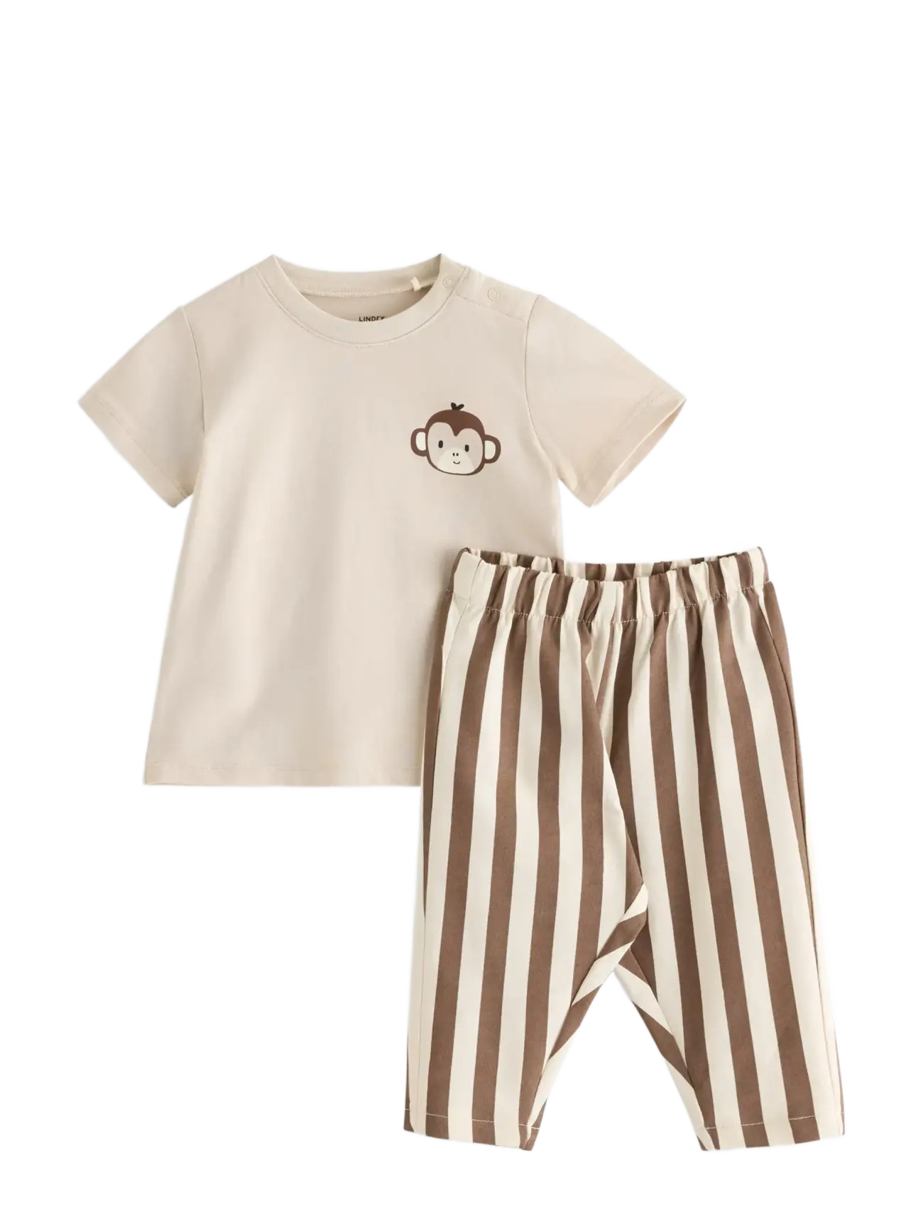 Lindex Set With Top And Leggings, 104, Sets, Beige - Sets Short-sleeved T-shirt, Kinder