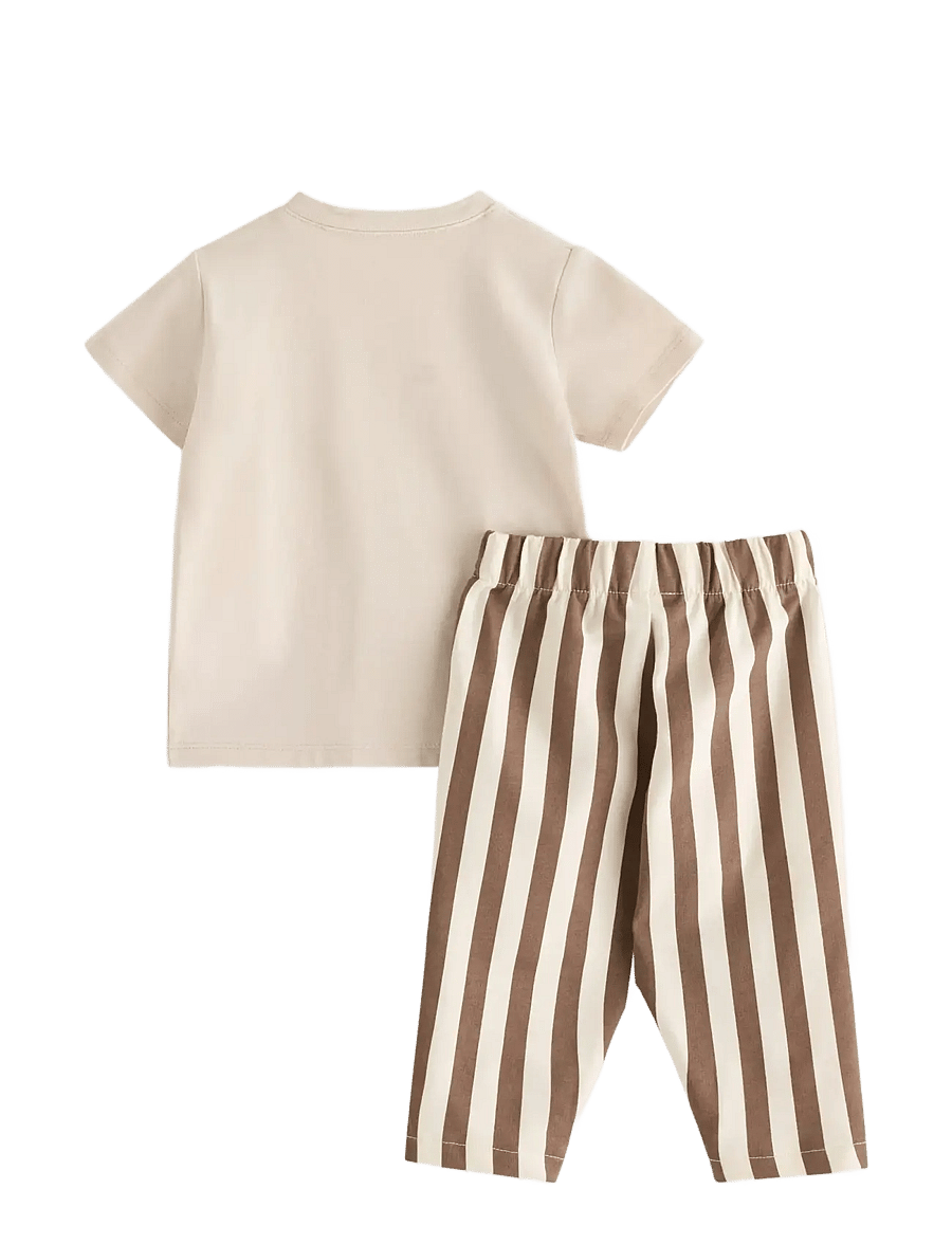 Lindex - Set with top and leggings - zestawy krótkim rękawem - light beige - 1