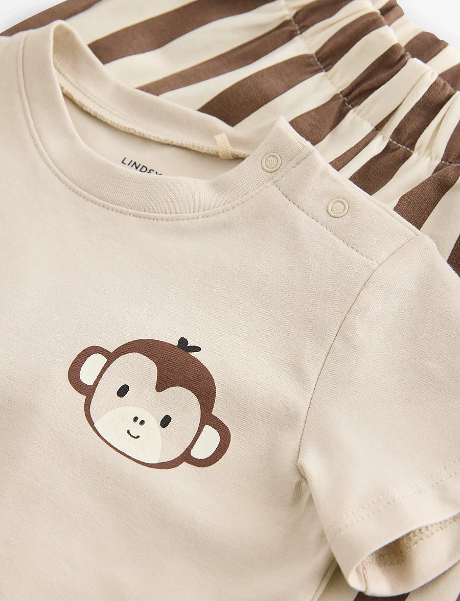 Lindex - Set with top and leggings - zestawy krótkim rękawem - light beige - 2
