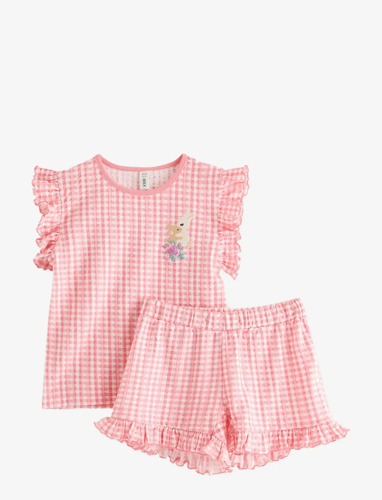 Lindex - Pyjama set in gingham - pyjamassæt - pink - 1