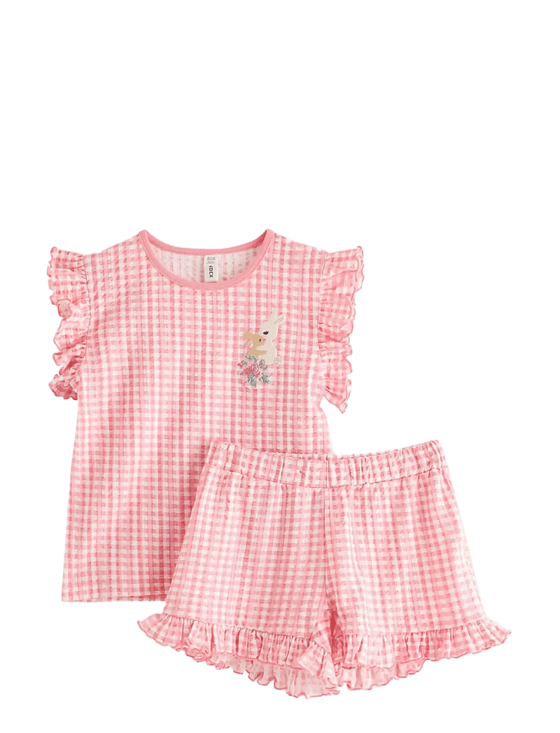 Lindex - Pyjama set in gingham - pyjama-sets - pink - 1