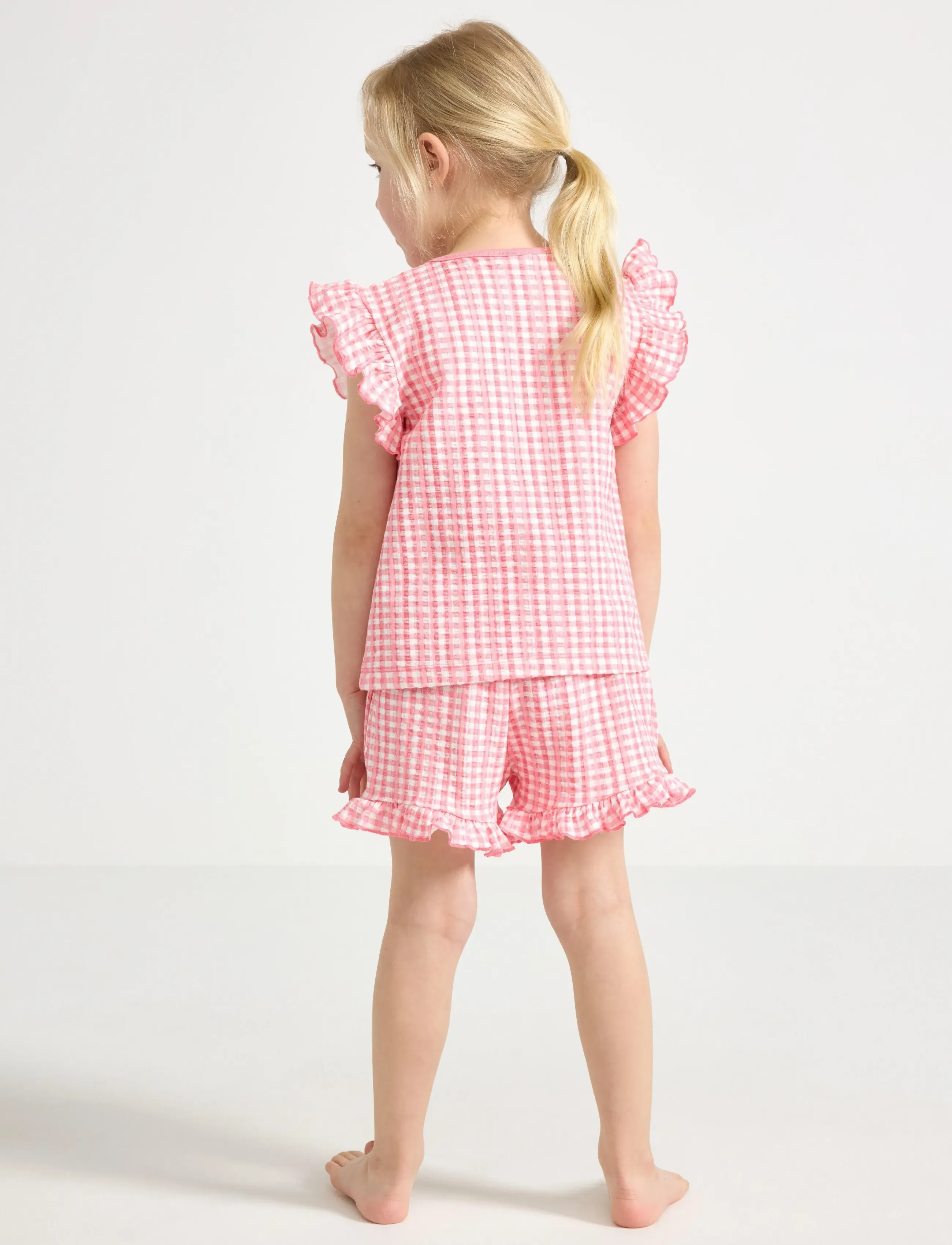 Lindex - Pyjama set in gingham - sets - pink - 3