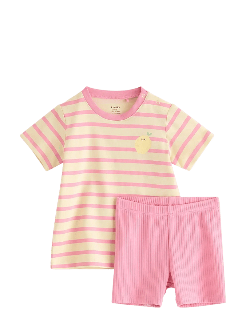 Lindex - Set with top and cycling shorts - zestawy krótkim rękawem - pink - 0