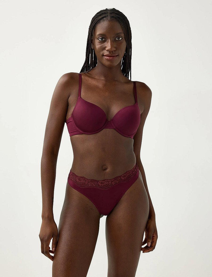 Lindex - Thong with regular waist - stringtrosor - dark dusty red - 0