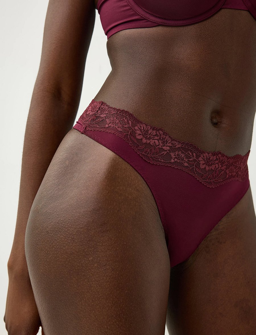 Lindex - Thong with regular waist - stringtrosor - dark dusty red - 4