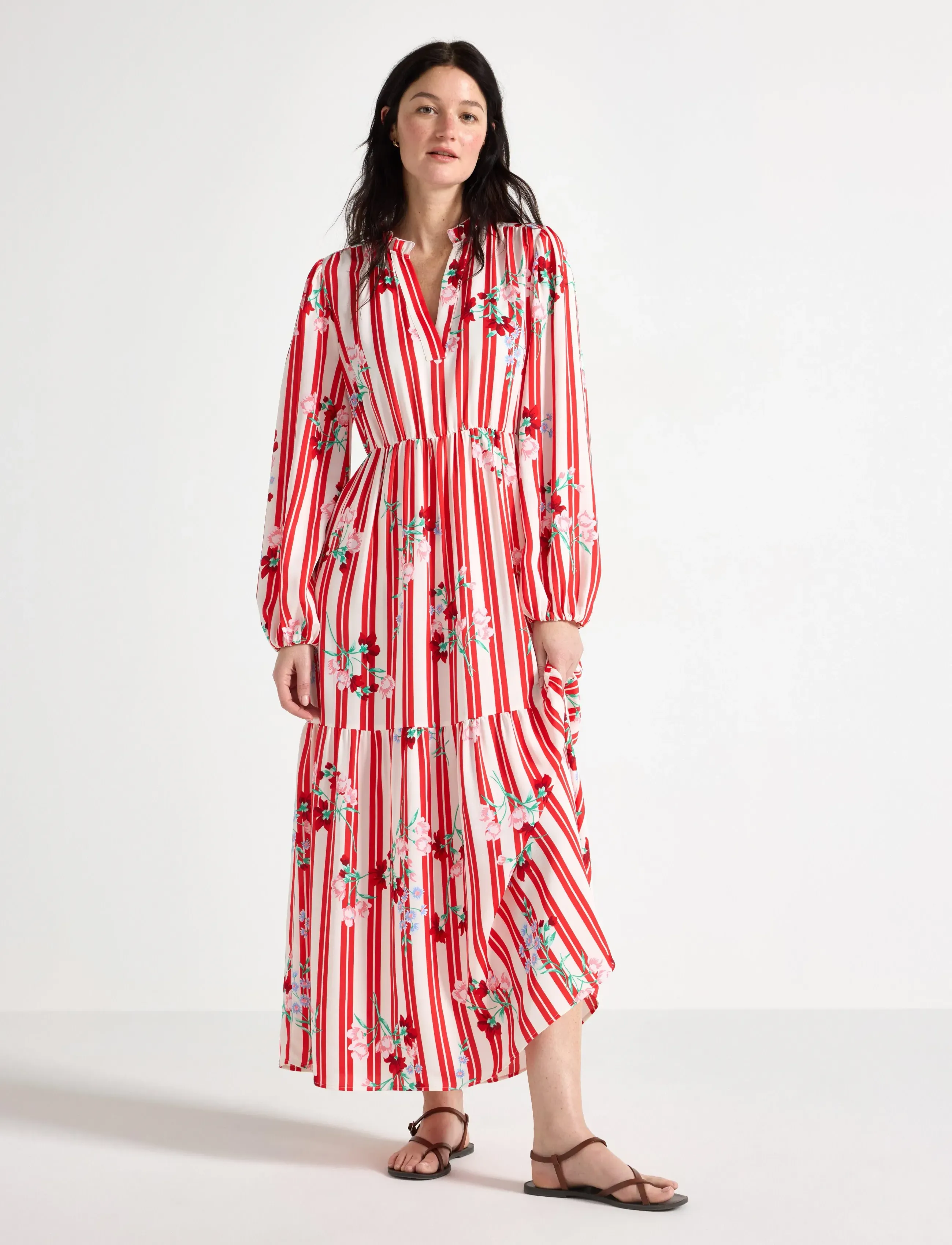 Lindex Long-Sleeved Maxi Dress, M, Red, Kjoler > Maxikjole, Dame
