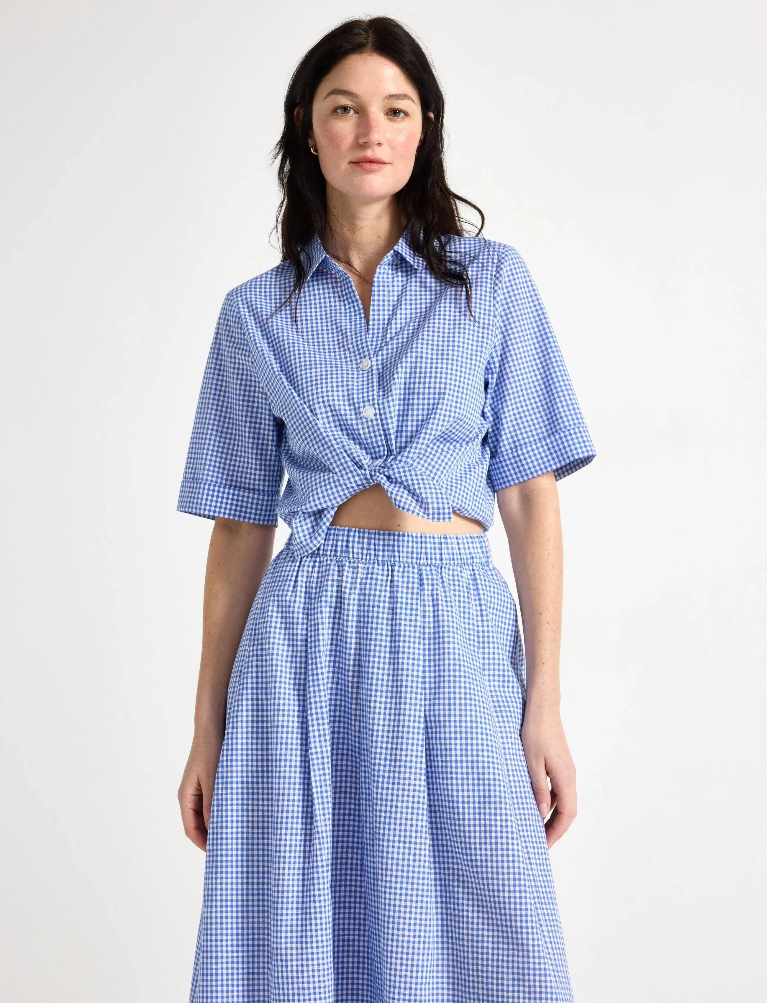 Lindex Short-Sleeved Shirt, L, Shirts, Blau - Short-sleeved, Frauen