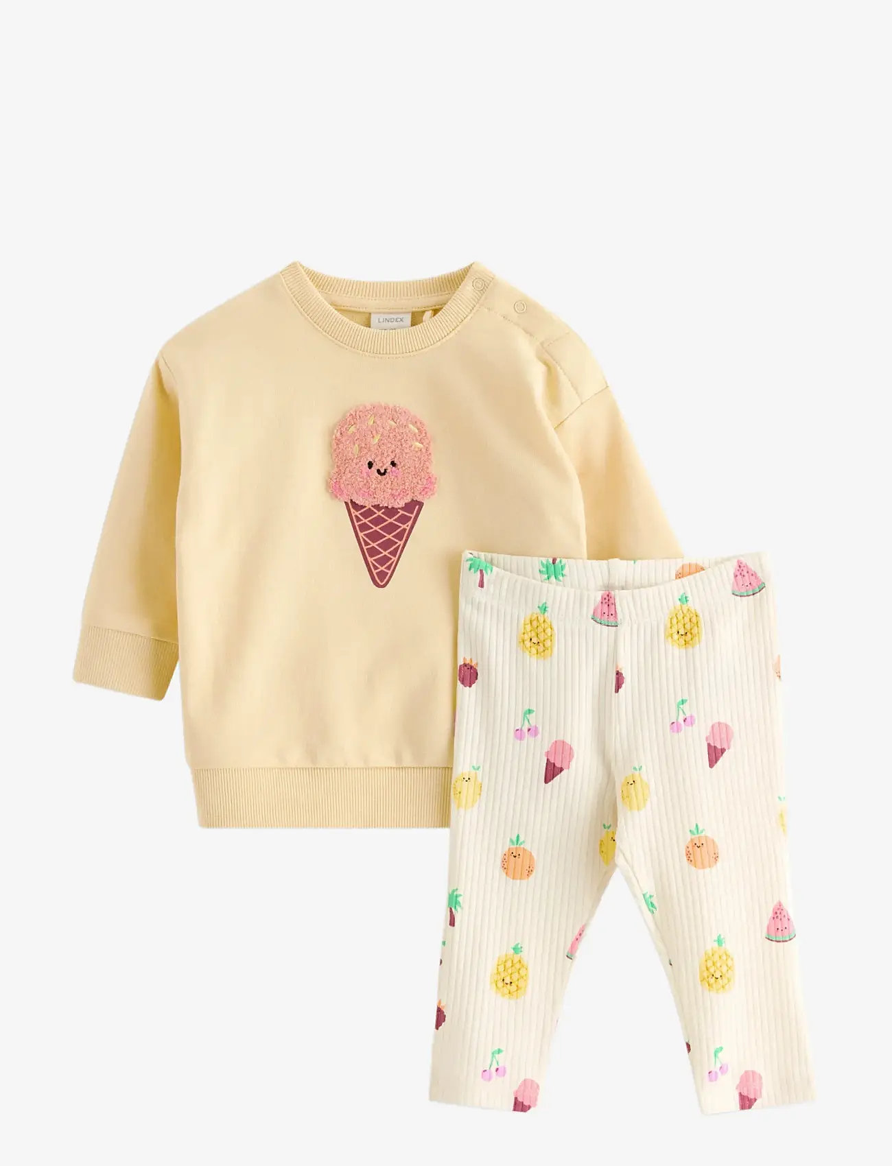 Lindex - Set with sweatshirt and leggings - pikkade varrukatega t-särkide komplektid - light dusty yellow - 0