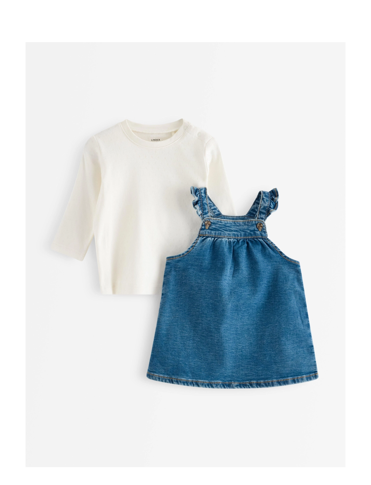Lindex Set With Top And Dress, 62, Sets, Creme - Sets Long-sleeved T-shirt, Kinder