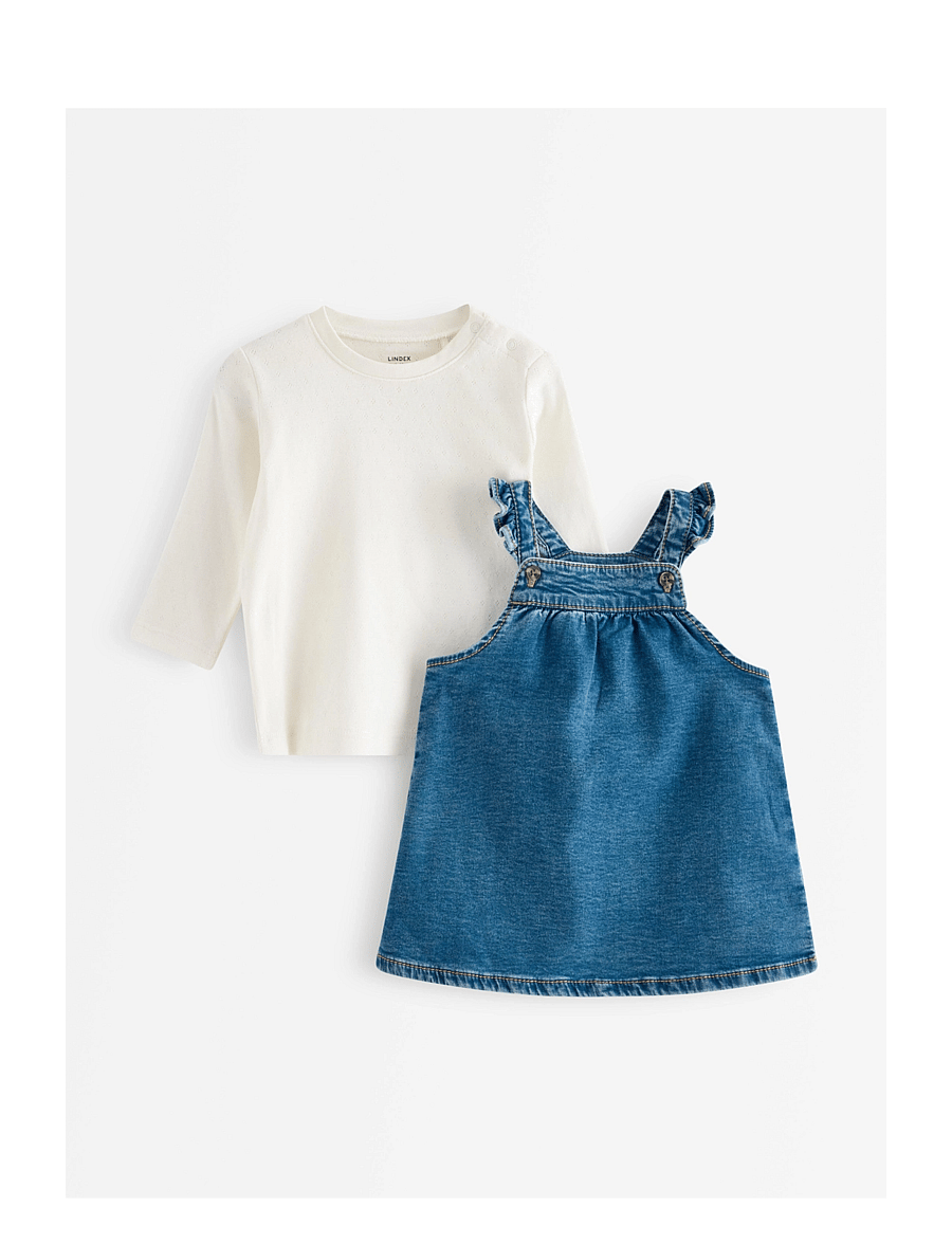 Lindex - Set with top and dress - sets mit langärmeligem t-shirt - light dusty white - 0