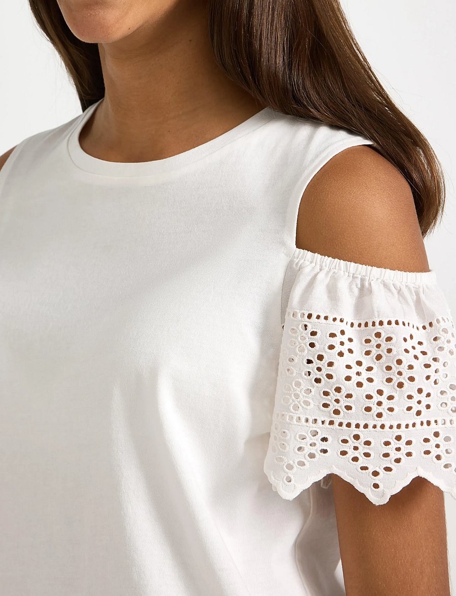 Lindex - Cold shoulder top - off white - 4