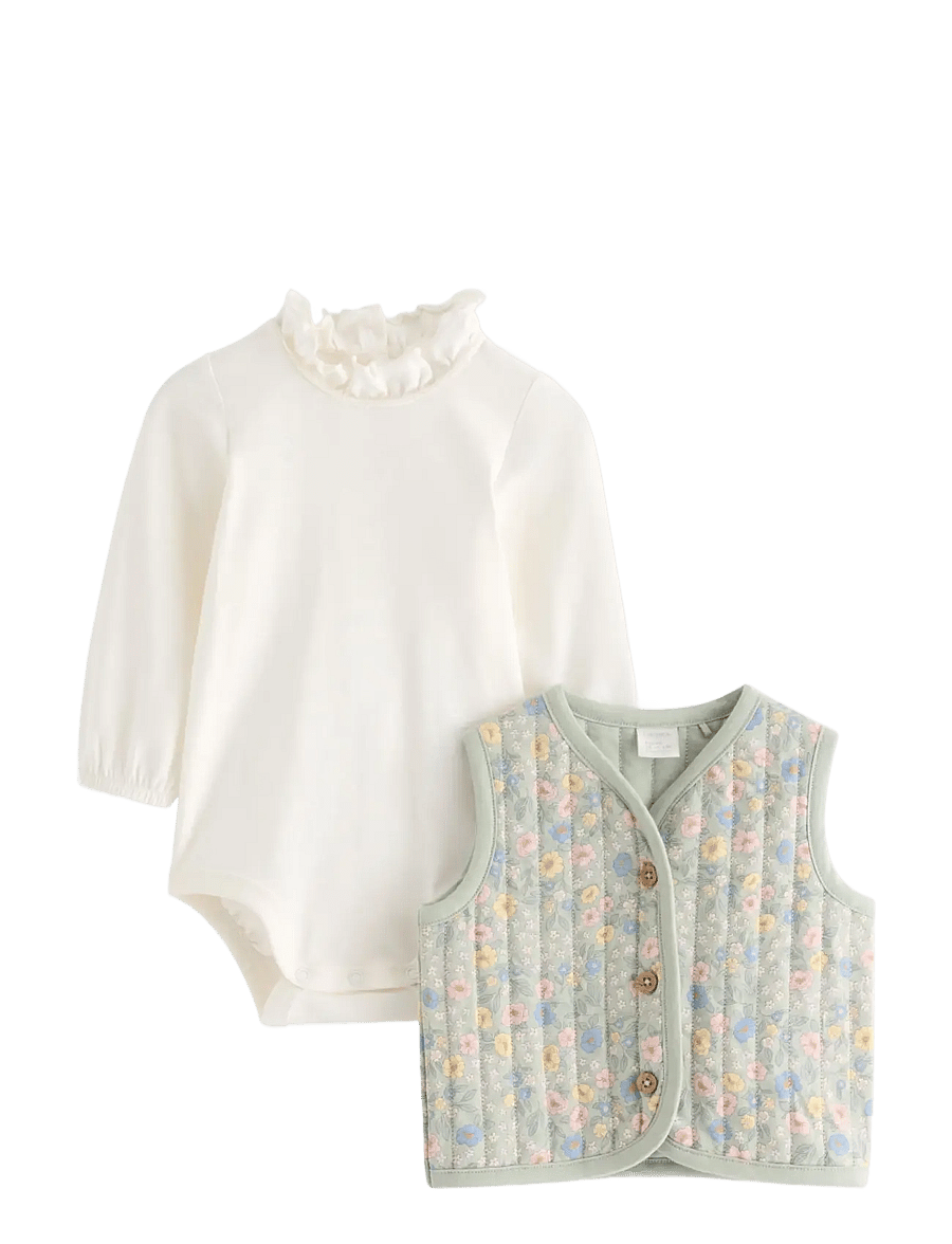 Lindex - Set with bodysuit and vest - light dusty white - 0