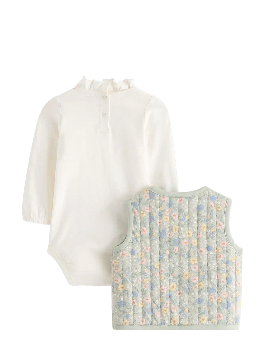 Lindex - Set with bodysuit and vest - light dusty white - 1
