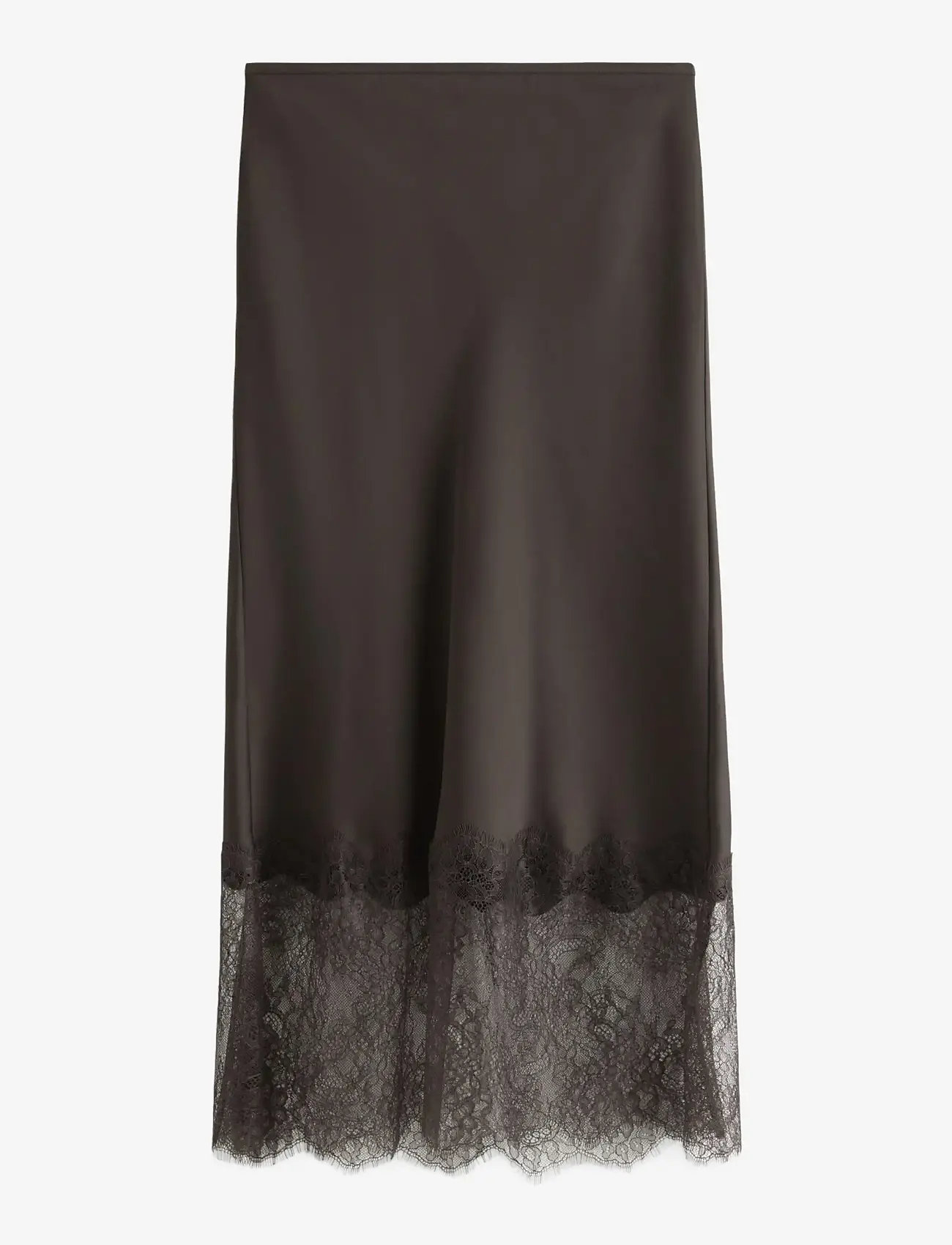 Lindex - Midi skirt in satin - satinnederdele - dark brown - 1