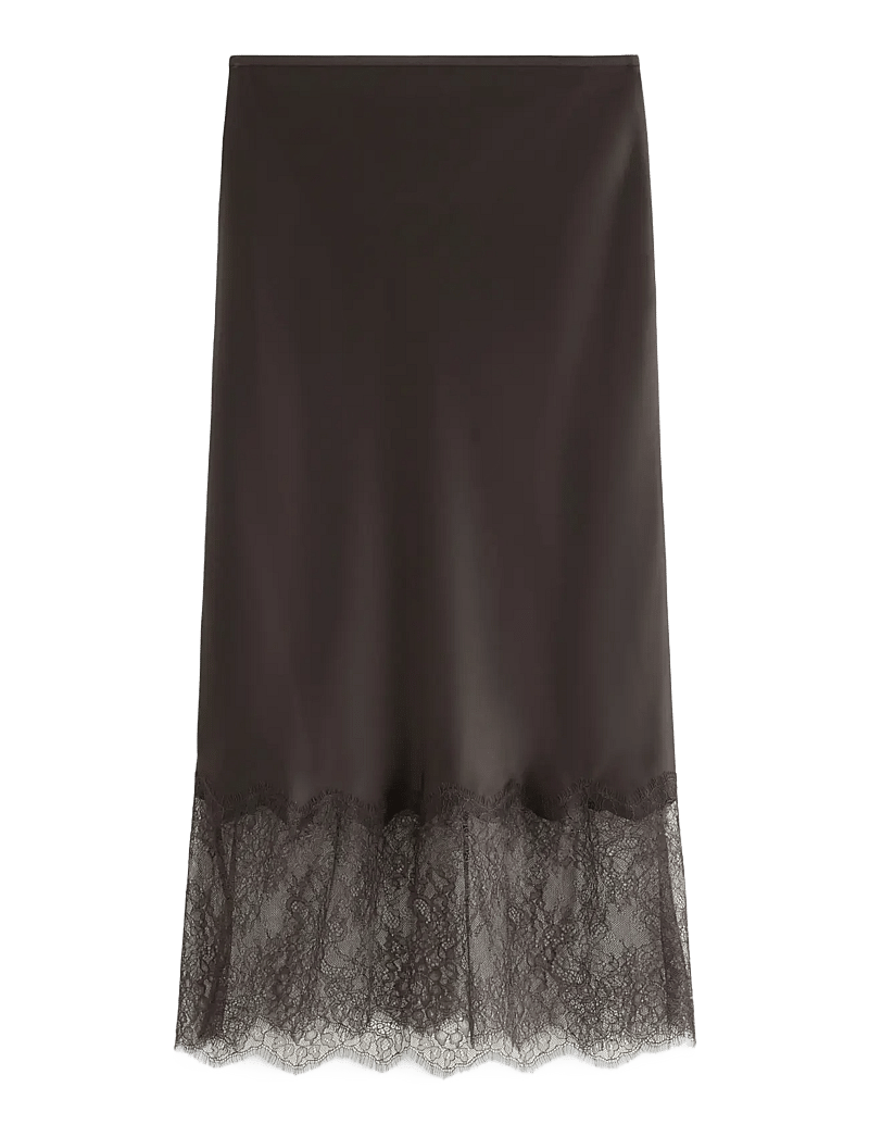 Lindex - Midi skirt in satin - satinnederdele - dark brown - 2
