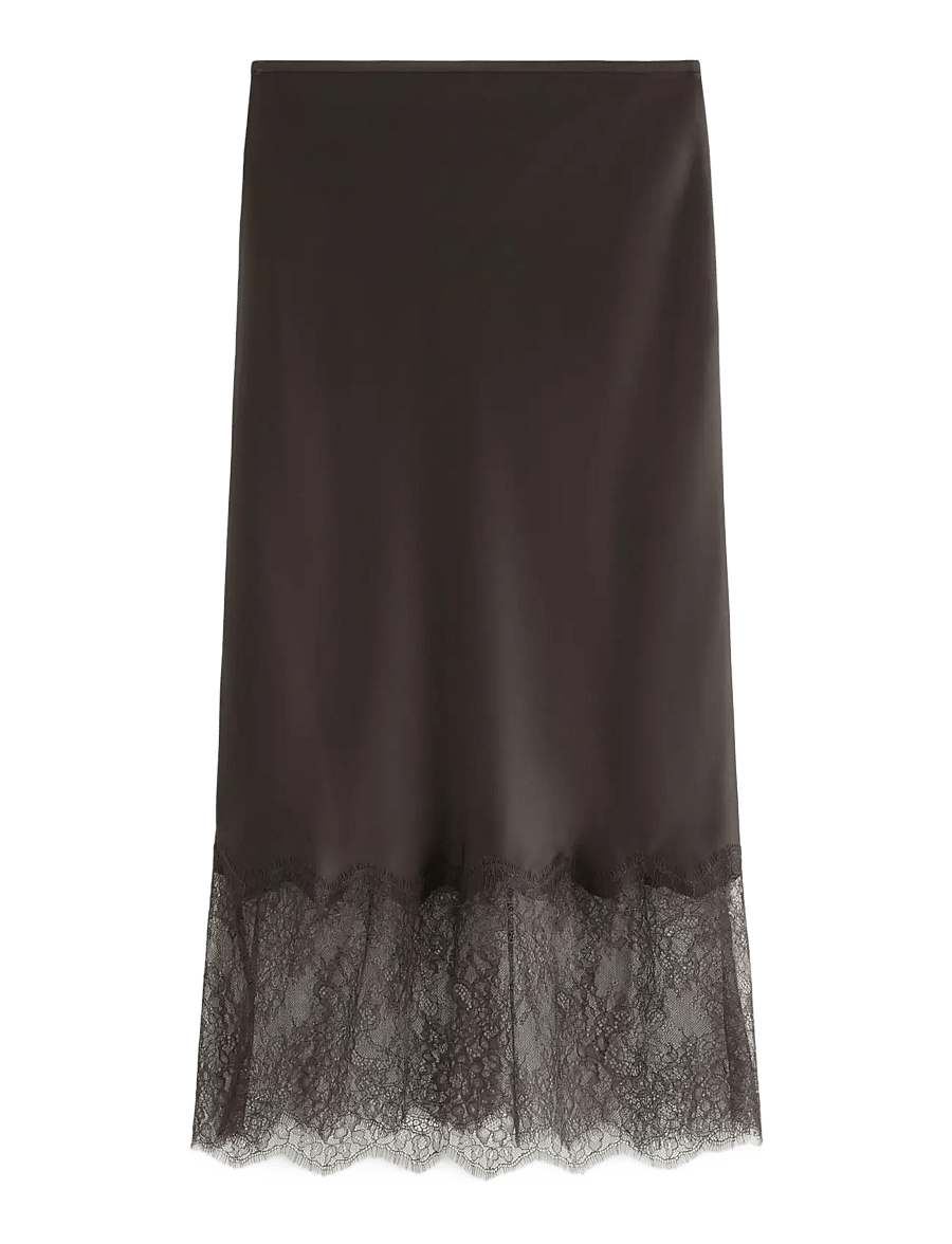 Lindex - Midi skirt in satin - satīna svārki - dark brown - 2