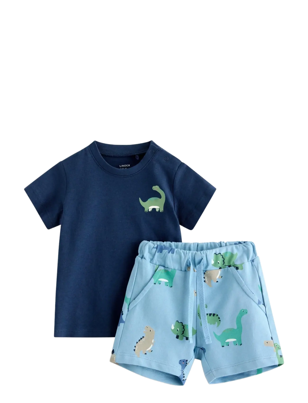 Lindex Set With Top And Shorts, 68, Sets, Marineblau - Sets Short-sleeved T-shirt, Kinder