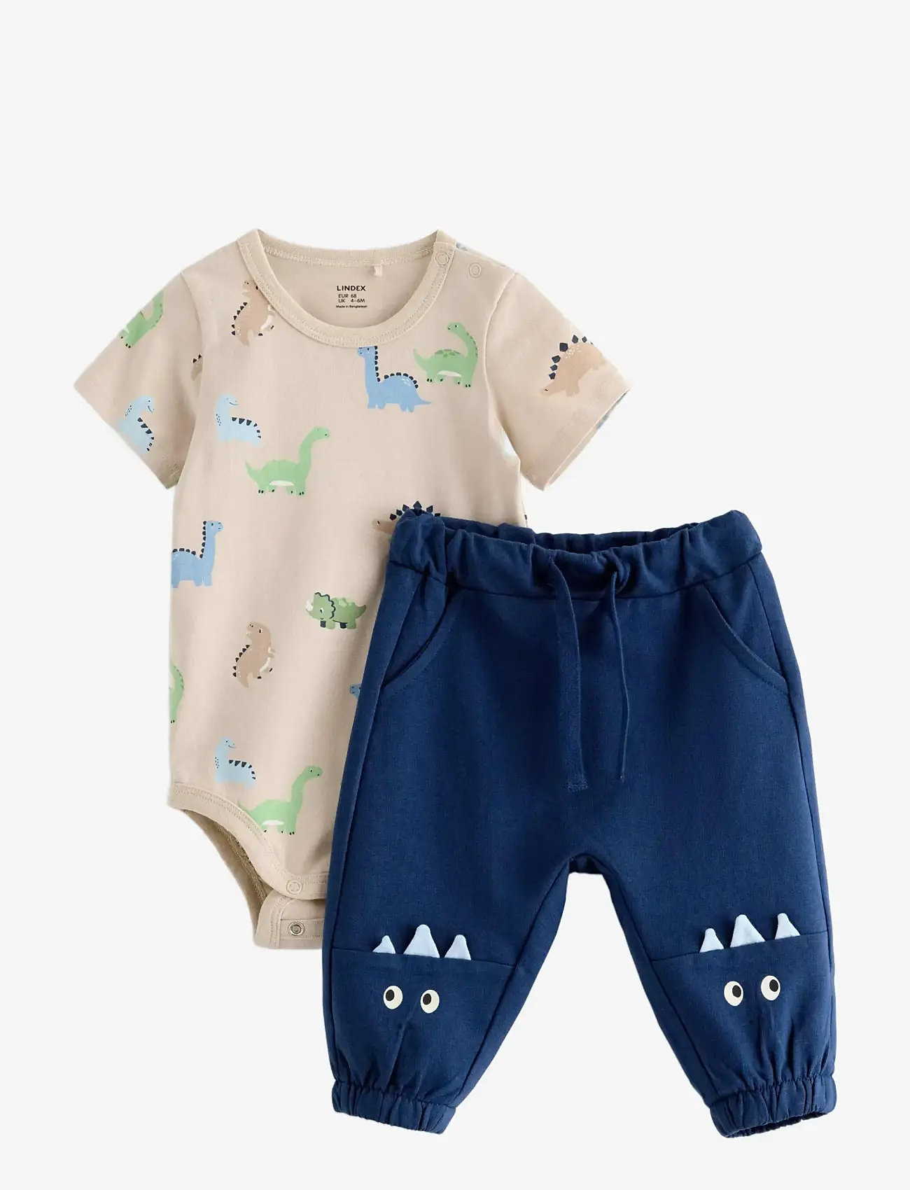 Lindex - Set with bodysuit and joggers - set med body - light beige - 0