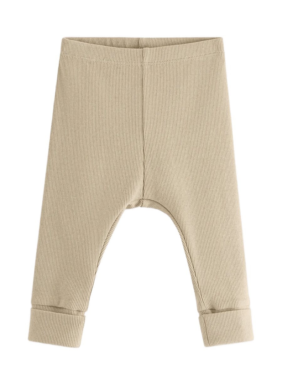 Lindex - Ribbed leggings - leggings - beige - 0