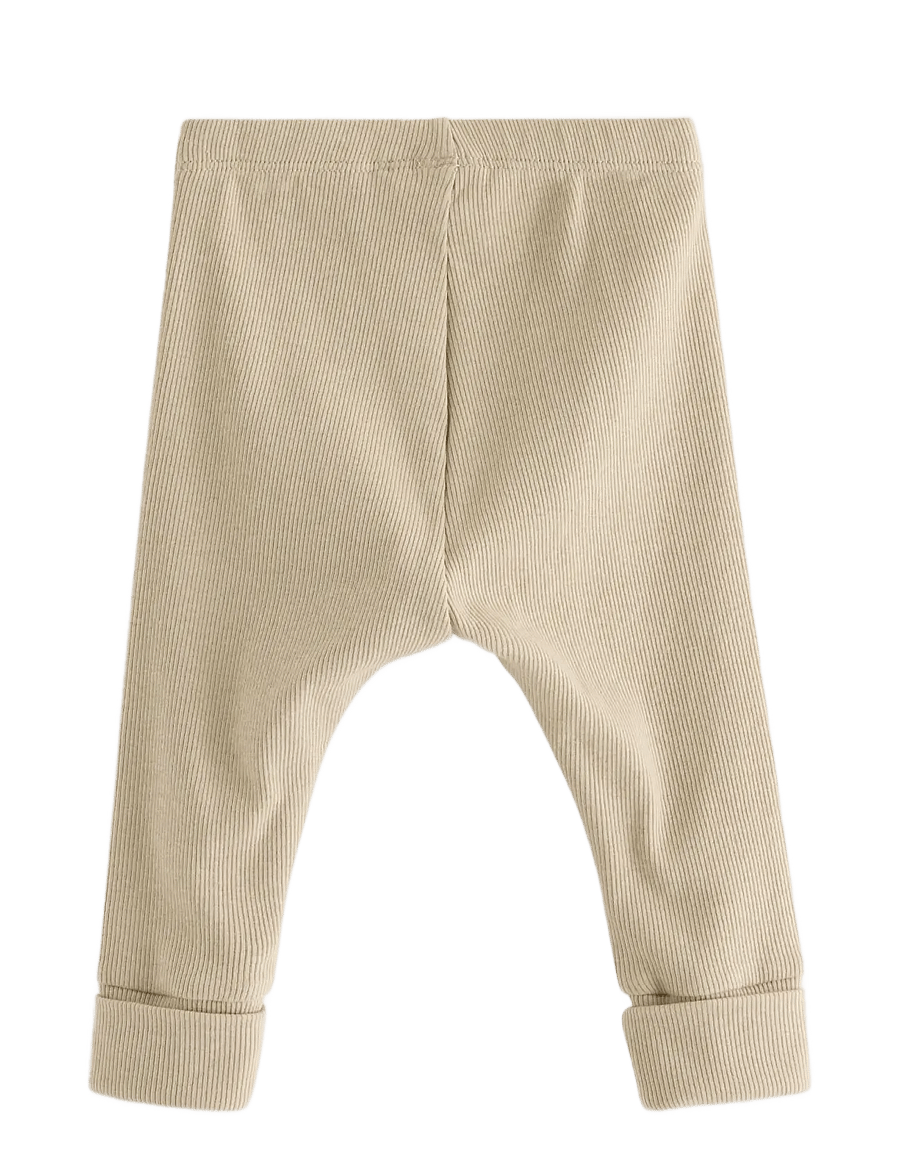 Lindex - Ribbed leggings - leggings - beige - 1