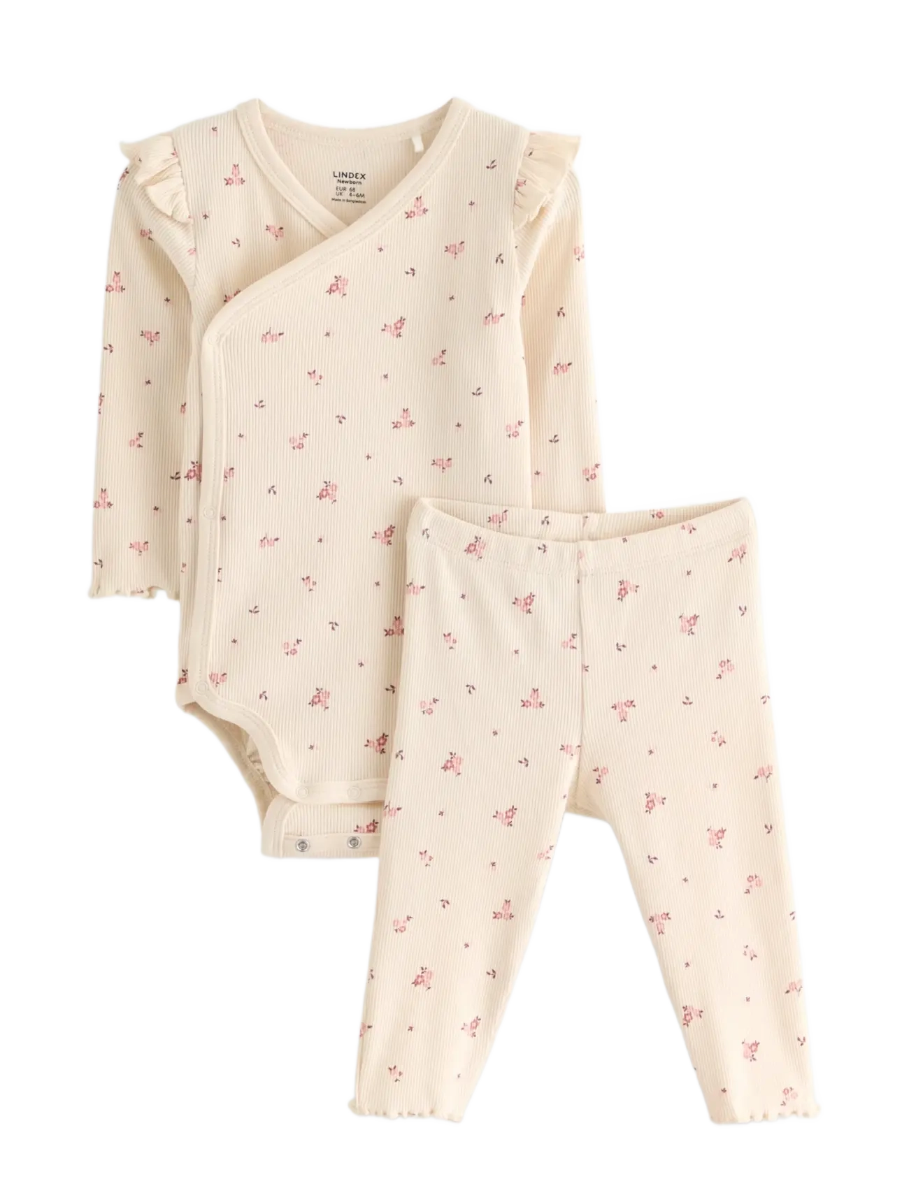 Lindex Set With Wrap Bodysuit And Leggings, 68, Sets, Creme - Sets Body, Kinder
