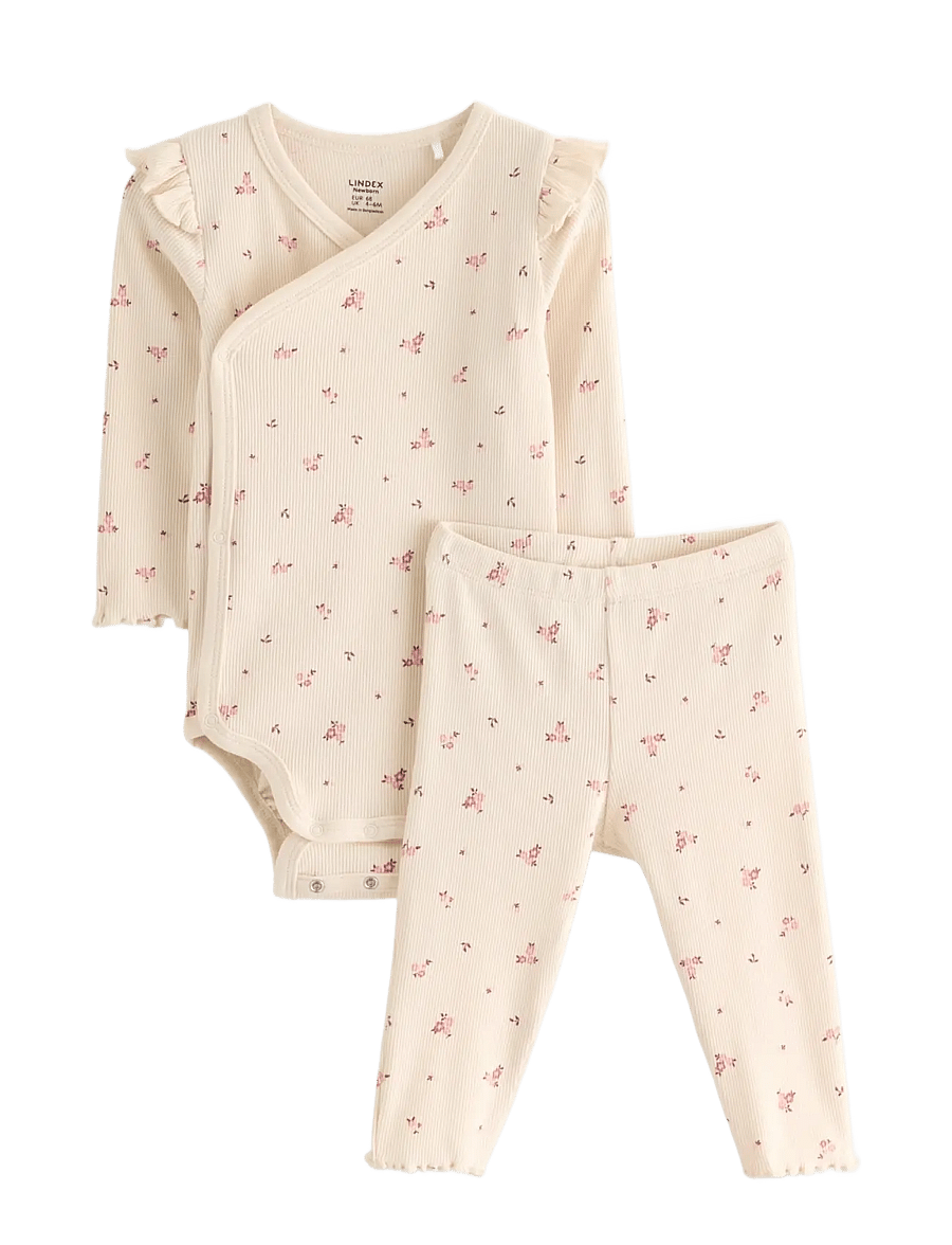 Lindex - Set with wrap bodysuit and leggings - sets mit body - white - 0