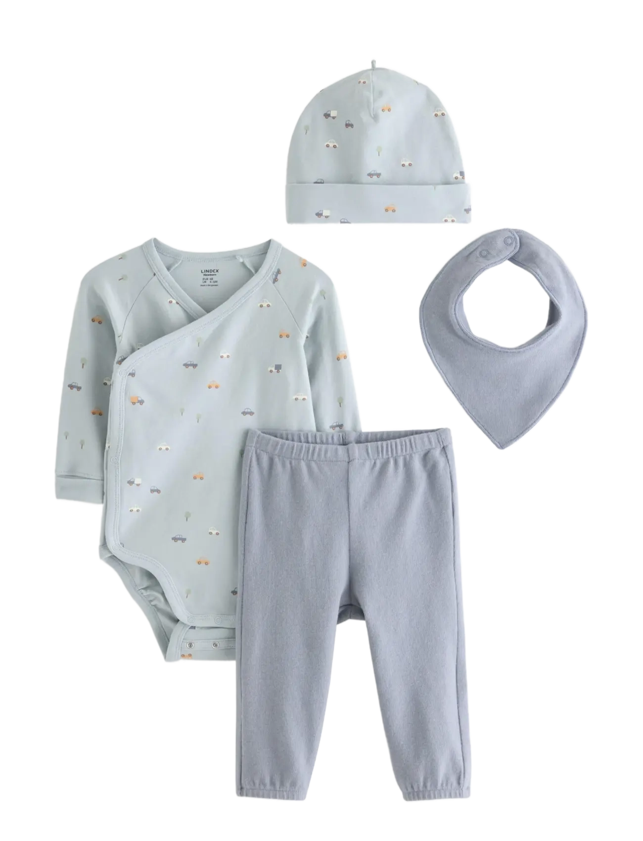 Lindex 4-Piece Baby Starter Kit, 62, Blue, Bodys > Langærmede, Børn