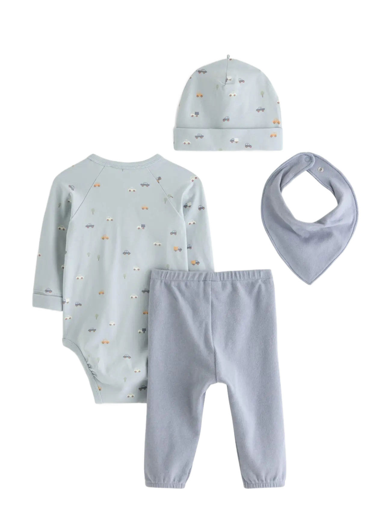 Lindex - 4-piece baby starter kit - langærmede bodyer - dusty blue - 1