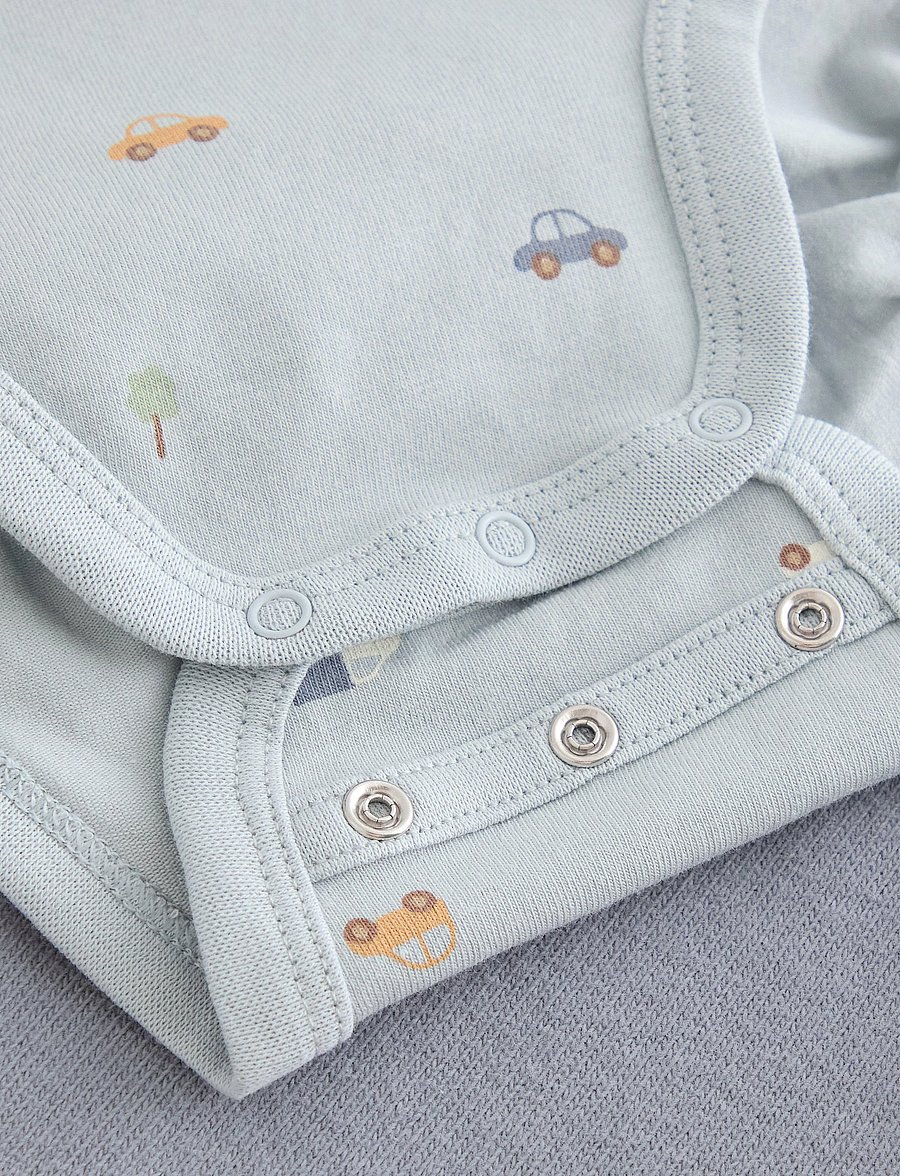 Lindex - 4-piece baby starter kit - langærmede bodyer - dusty blue - 2