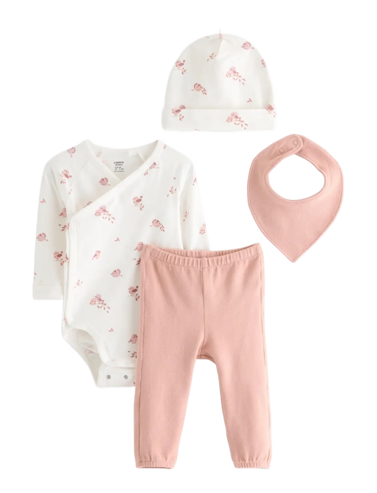 Lindex 4-Piece Baby Starter Kit, Børn, Baby Startsæt, Pink, Str: 56