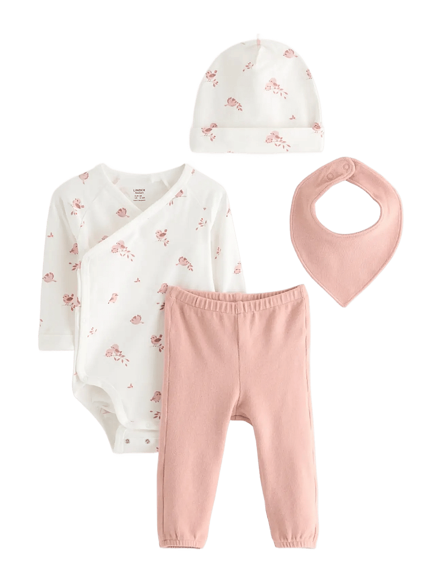 Lindex - 4-piece baby starter kit - dusty pink - 0