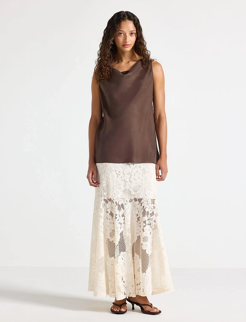 Lindex - Maxi skirt in lace - maxi nederdele - light beige - 0