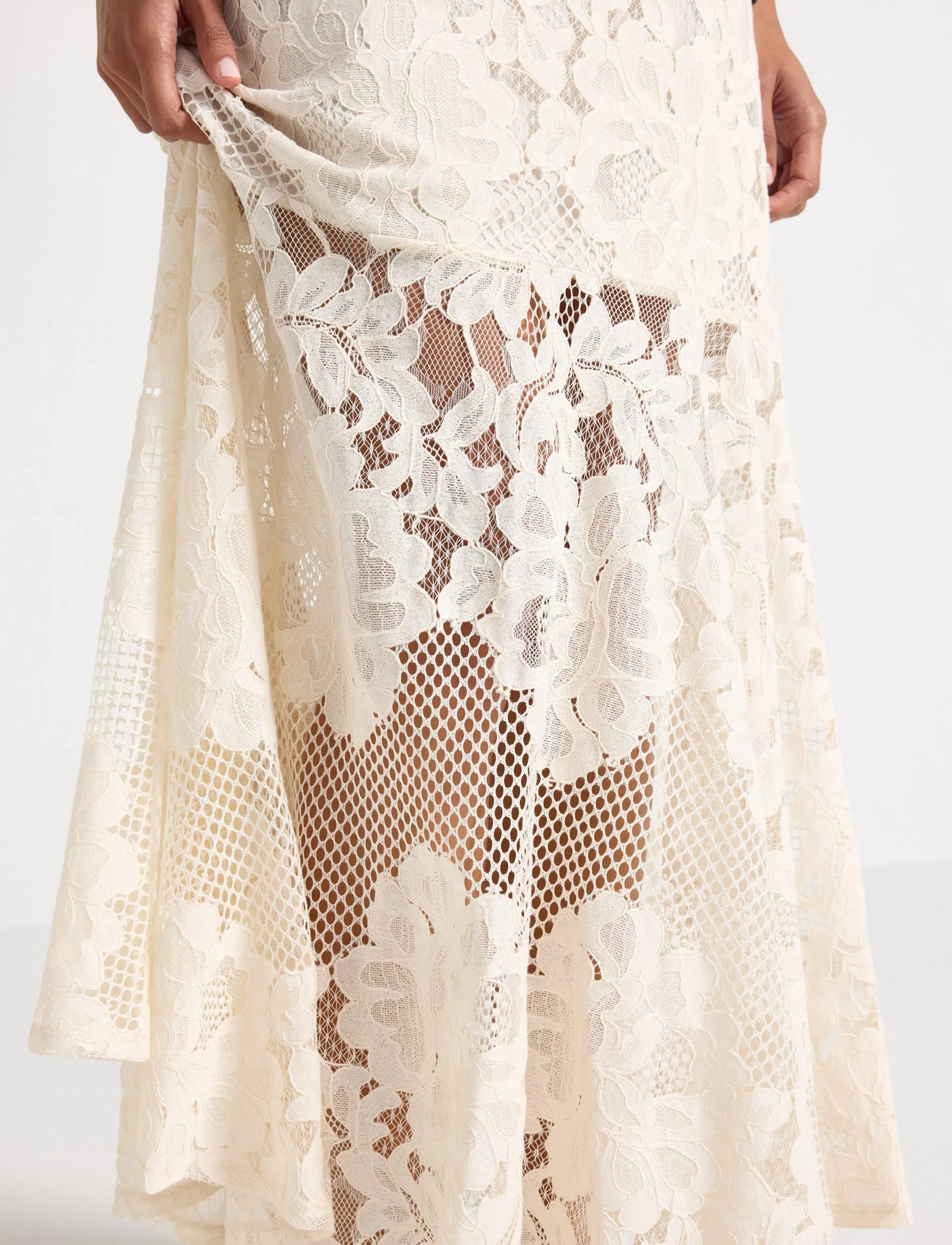 Lindex - Maxi skirt in lace - maxi skirts - light beige - 4