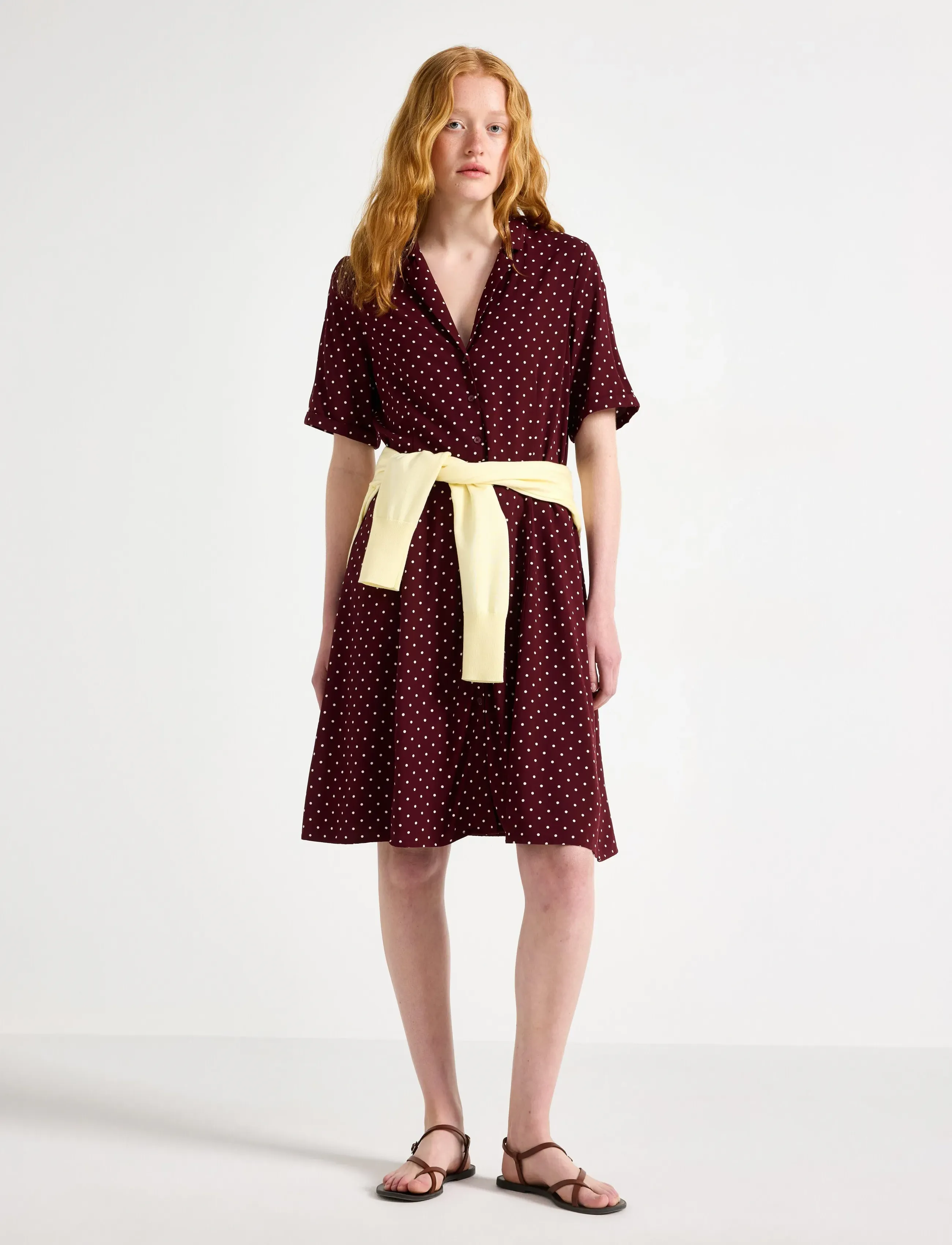 Lindex Woven Mini Dress, XS, Dresses, Burgunderrot - Shirt Frauen