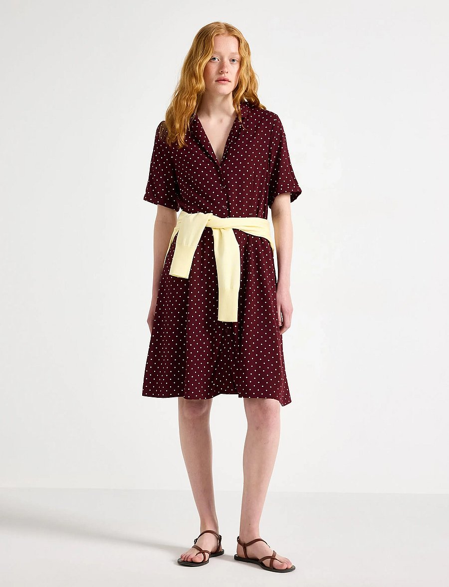 Lindex - Woven mini dress - hemdkleider - dark red - 0