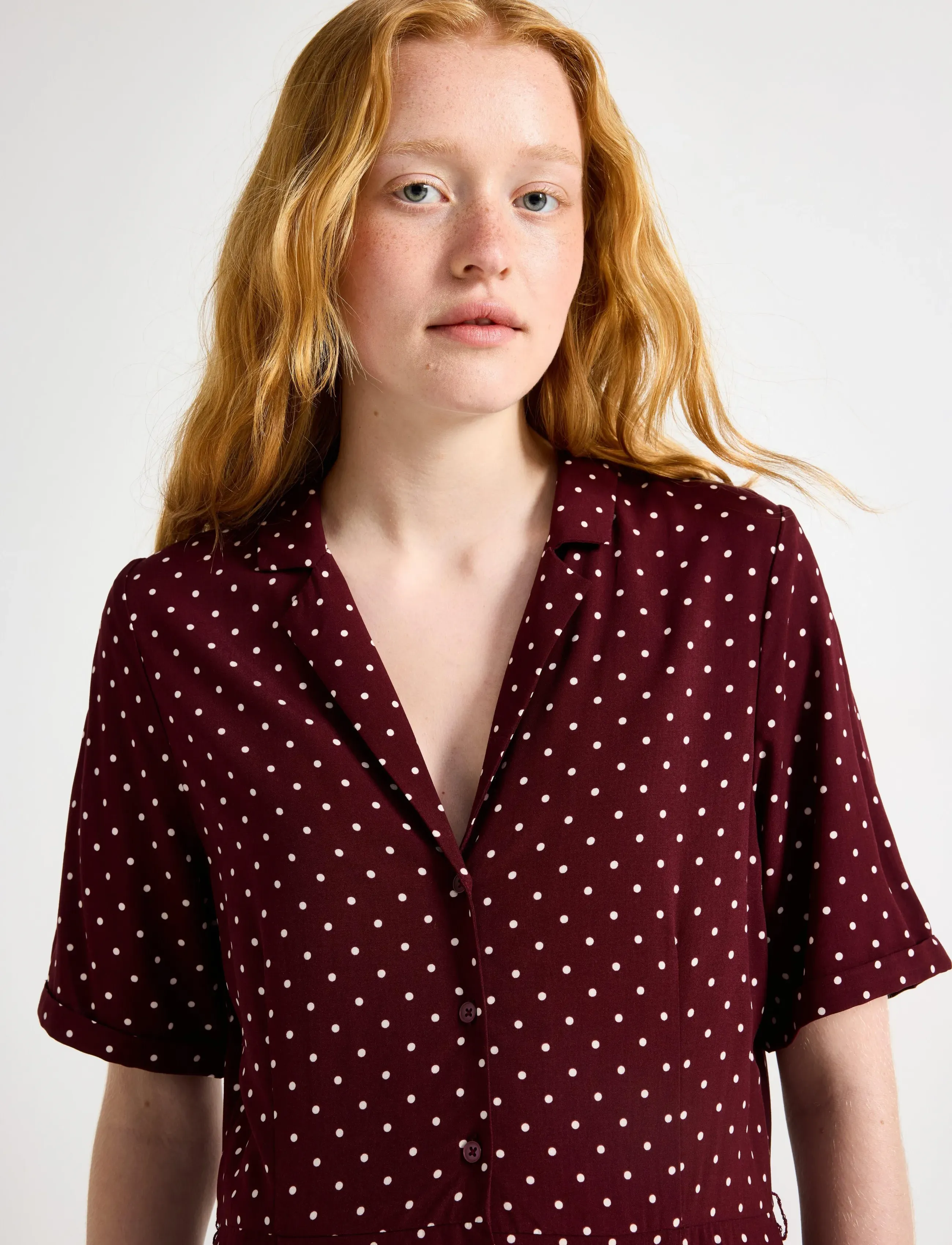 Lindex - Woven mini dress - hemdkleider - dark red - 4