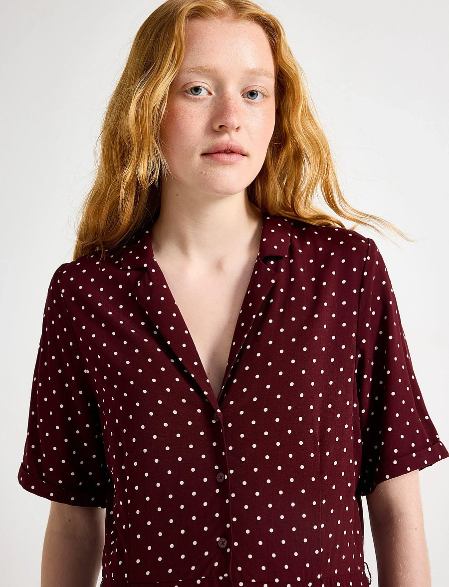 Lindex - Woven mini dress - hemdkleider - dark red - 4