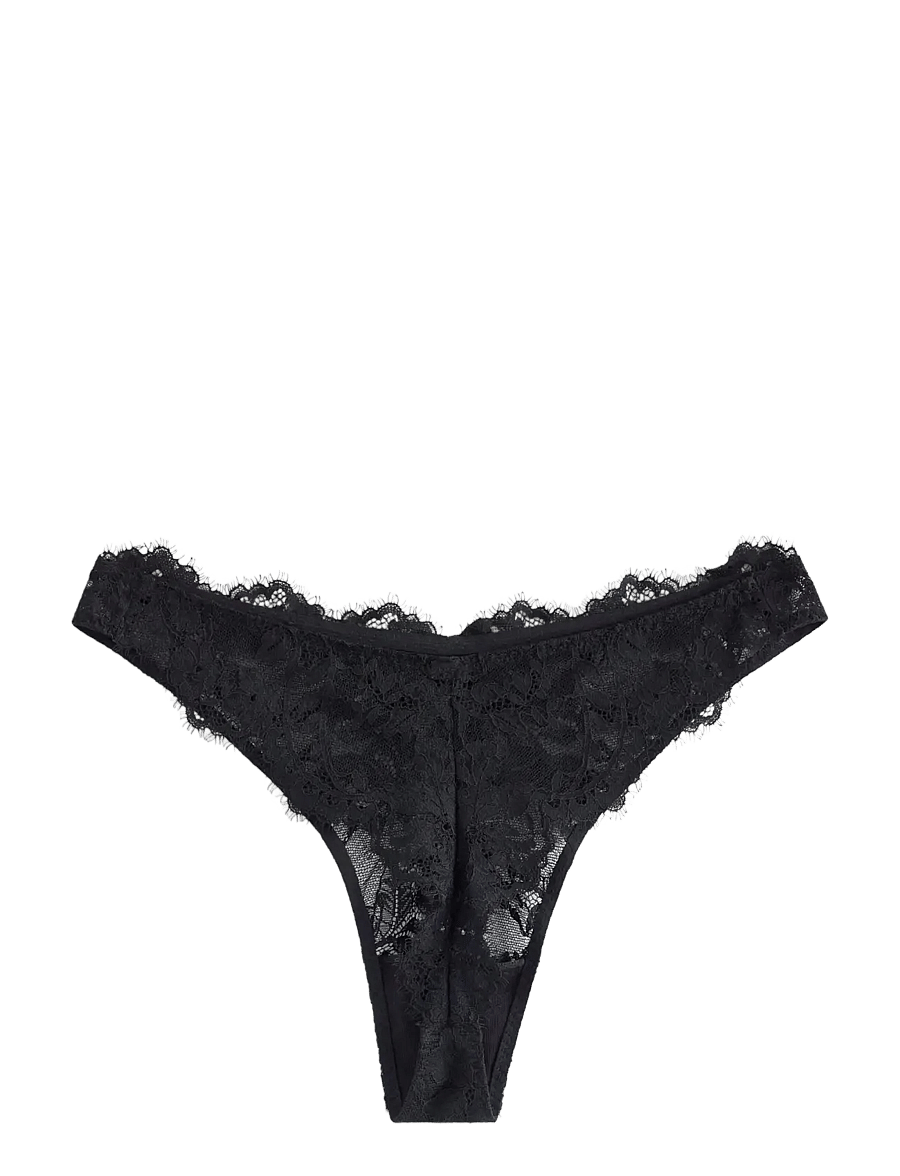 Lindex - Thong in lace - stringtrosor - black - 2