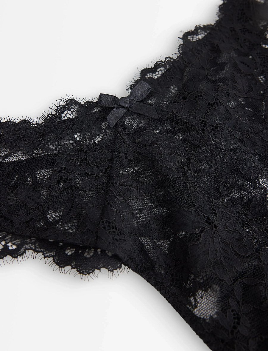 Lindex - Thong in lace - stringtrosor - black - 5