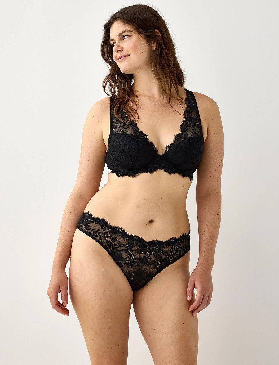 Lindex - Brazilian briefs in lace - brazilian slips - black - 0