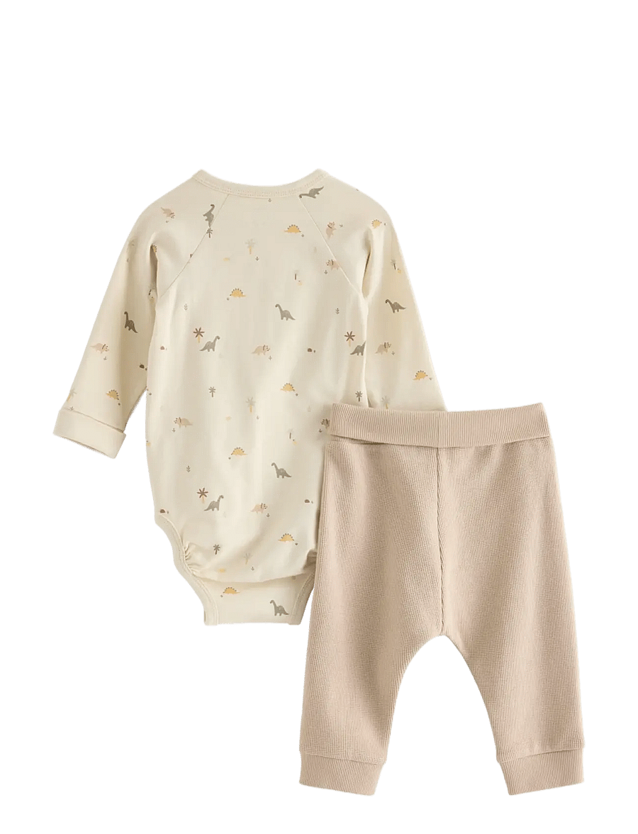 Lindex - Set with wrap bodysuit and trousers - light beige - 1