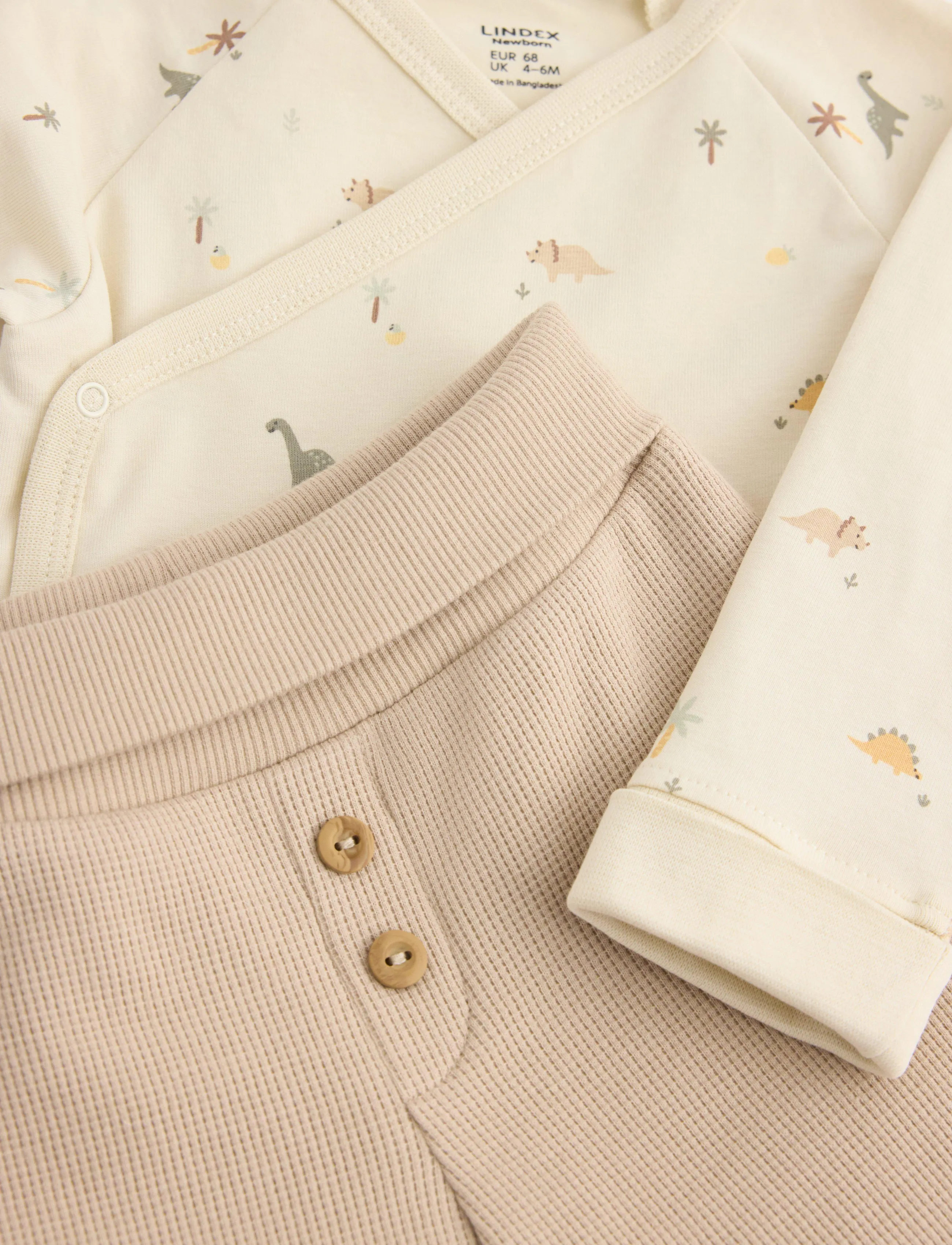Lindex - Set with wrap bodysuit and trousers - light beige - 2