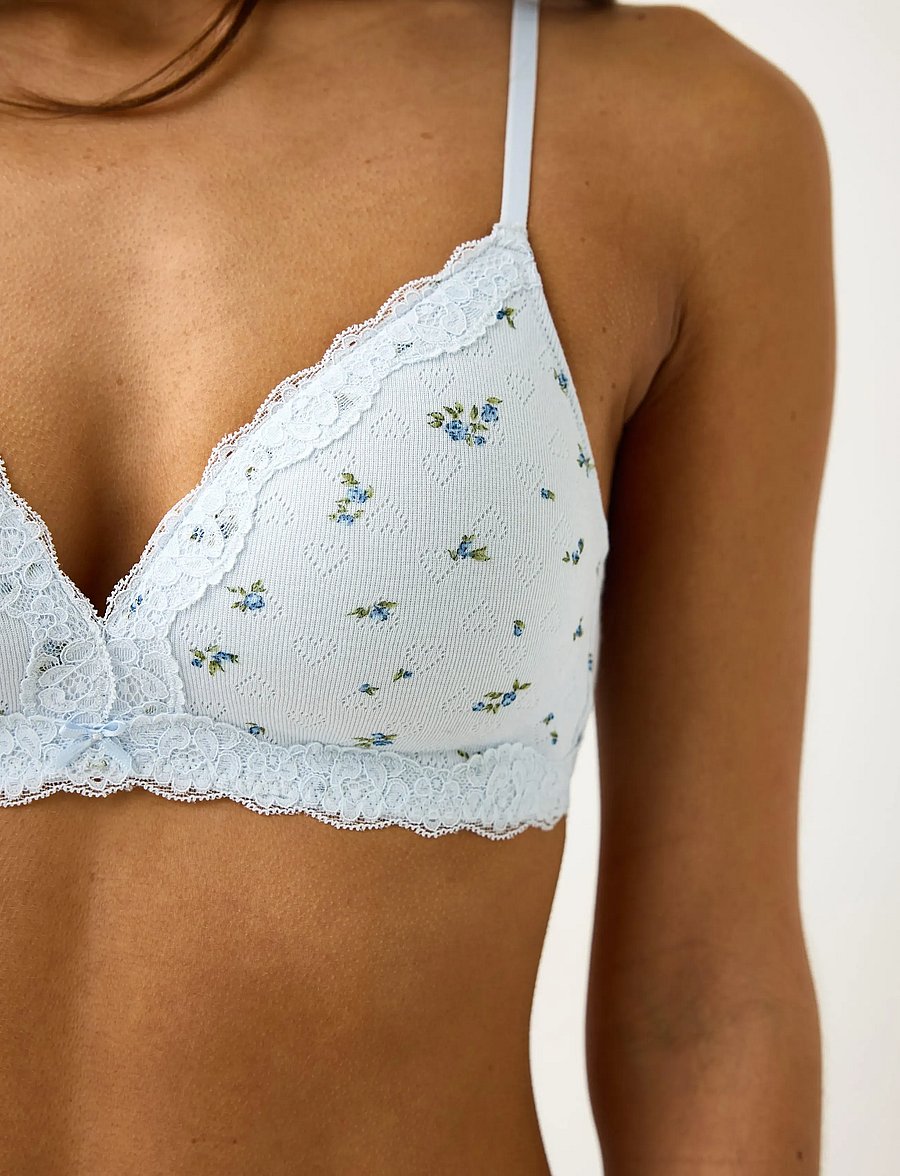 Lindex - Soft bra in pointelle - push-up bh:ar - light blue - 4