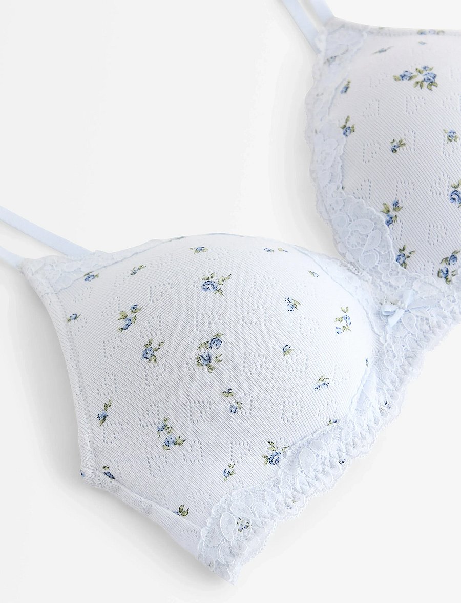 Lindex - Soft bra in pointelle - push-up bh:ar - light blue - 5