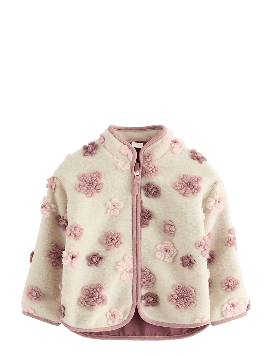 Lindex - Jacket with terry flowers - fleecejacken - light beige - 0