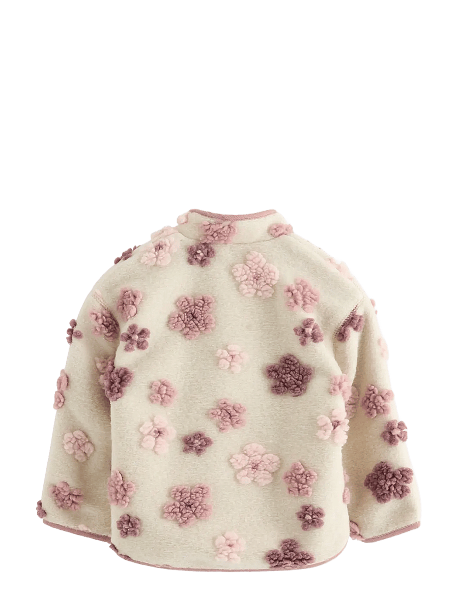 Lindex - Jacket with terry flowers - fleecejacken - light beige - 1