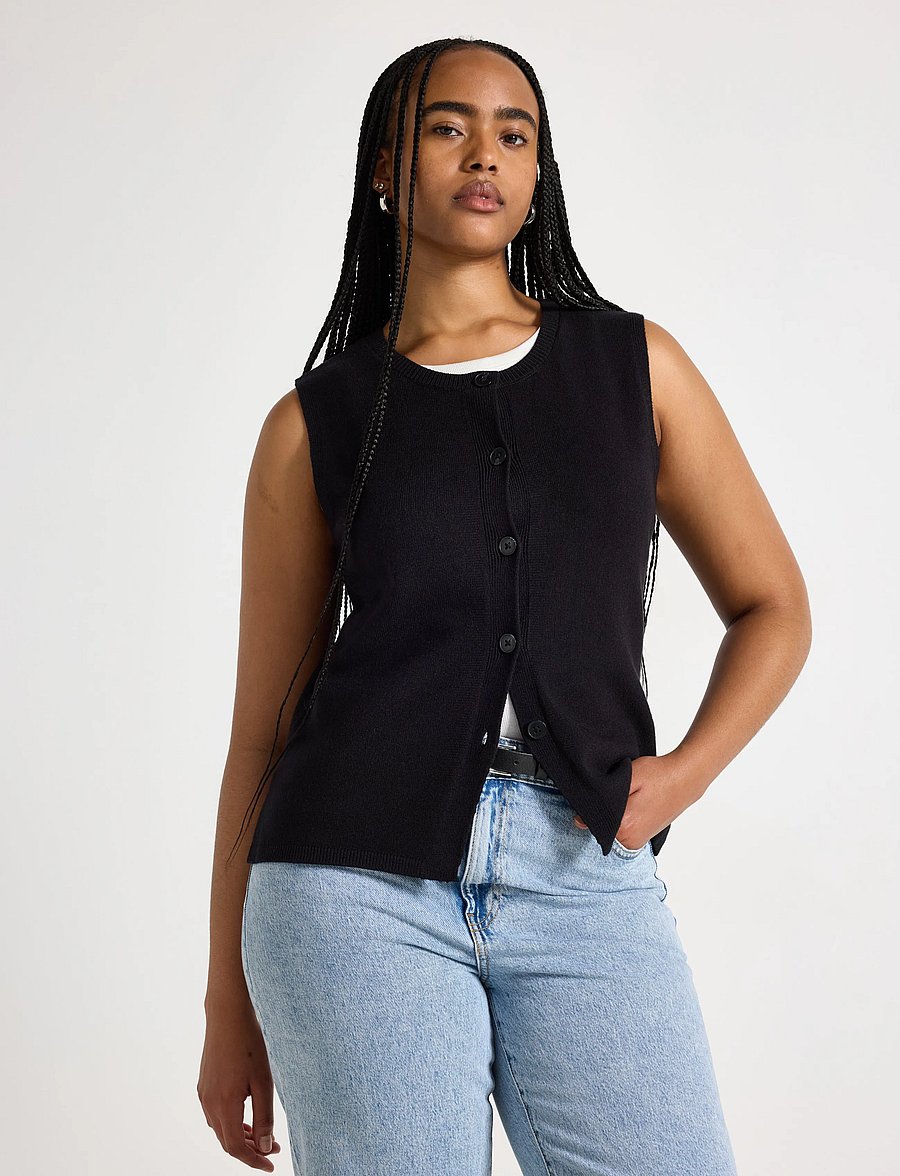 Lindex - Knitted vest - kootud vestid - black - 0