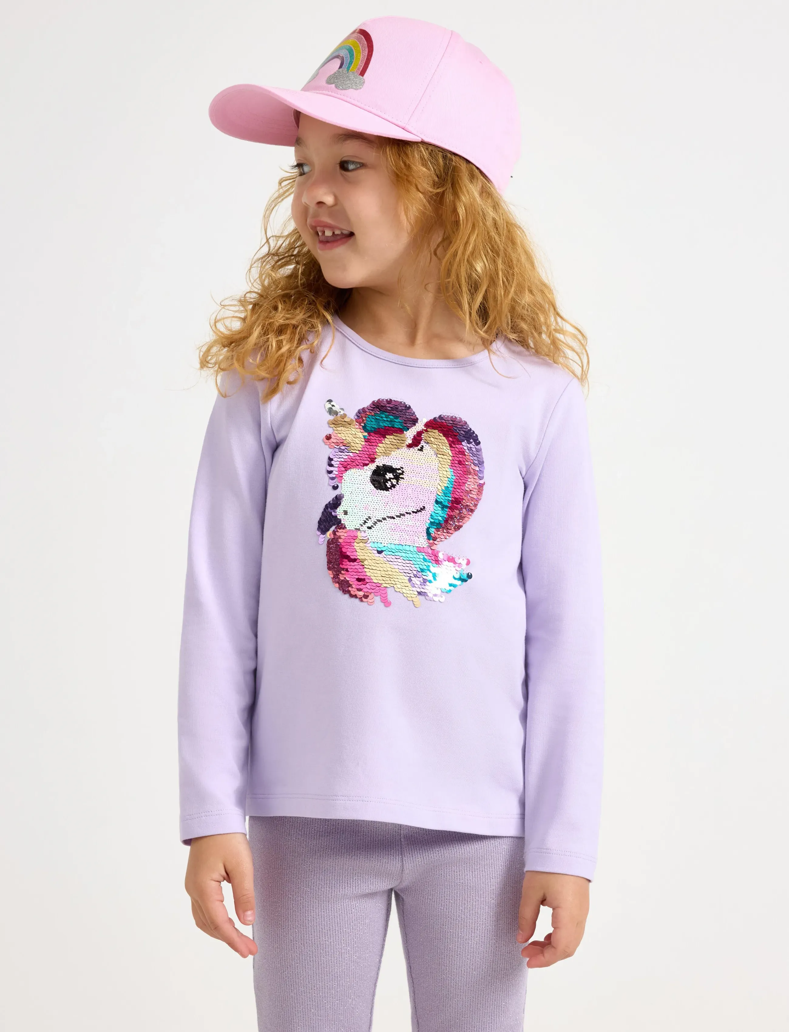 Lindex Long-Sleeved Top With Reversible Sequins, 128, T-shirts, Lila - Long-sleeved Kinder