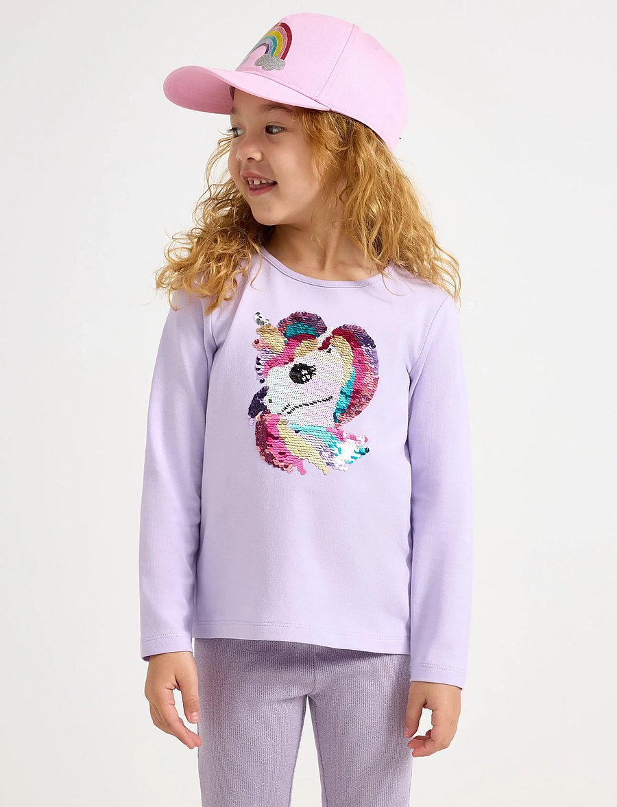 Lindex - Long-sleeved top with reversible sequins - langärmelig - light lilac - 0
